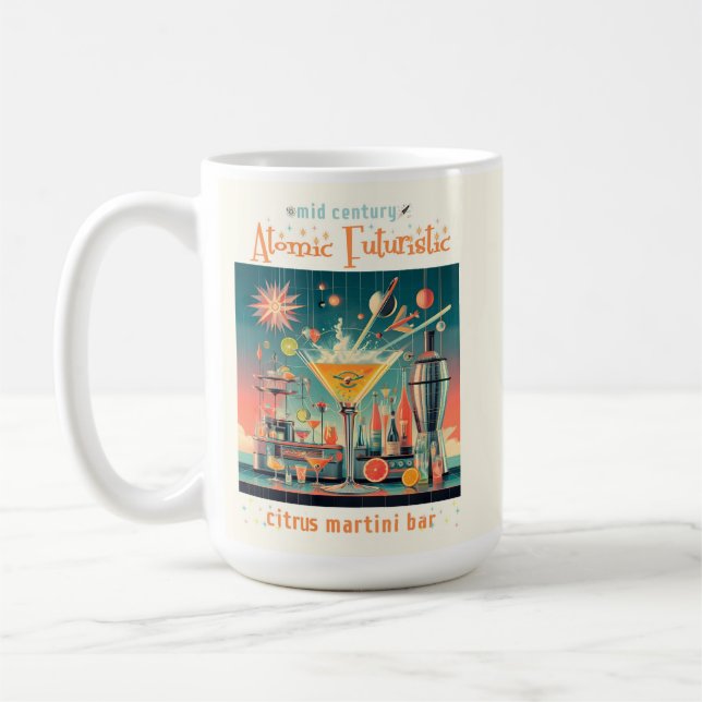 Mid Century Atomic Futuristiska Citrus Martini Pub Kaffemugg (Vänster)