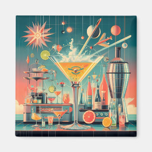 Mid Century Atomic Futuristiska Citrus Martini Pub Magnet