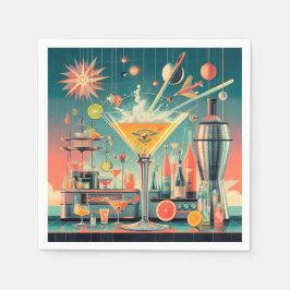 Mid Century Atomic Futuristiska Citrus Martini Pub Pappersservett