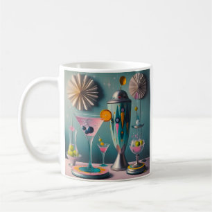 Mid Century Atomic Futuristiska Cocktail Time Kaffemugg
