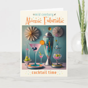 Mid Century Atomic Futuristiska Cocktail Time Kort