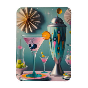 Mid Century Atomic Futuristiska Cocktail Time Magnet
