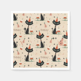 Mid-Century Atomic Katt Födelsedagsmönster Pappersservett