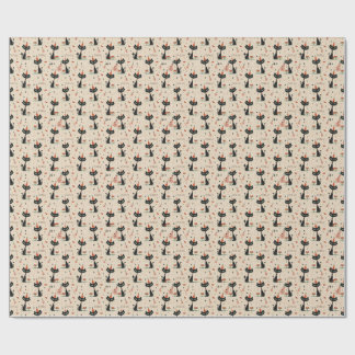 Mid-Century Atomic Katt Födelsedagsmönster Presentpapper