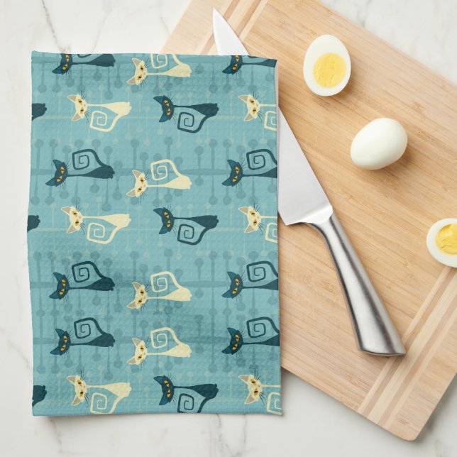 Mid Century Atomic Kattunge Kitchen Towels Kökshandduk (Vikt i Fjärdedel)