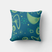 Mid Century Atomic Starburst Retro Blue Green