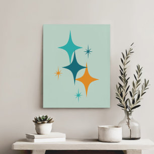 Mid Century Atomic Starburst Teal, Aqua, Orange Canvastryck