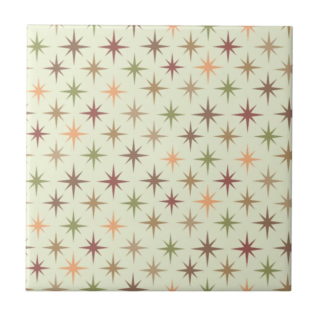Mid Century Atomic Starbursts i neutrala toner  Kakelplatta (Framsidan)