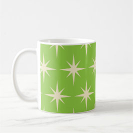 Mid Century Atomic Starbursts Mönster Limegrön   Kaffemugg