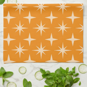Mid Century Atomic Starbursts på Orange Kökshandduk