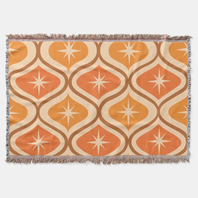 Mid Century Atomic Starbursts på Orange Ogee Filt (Framsidan)