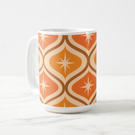 Mid Century Atomic Starbursts på Orange Ogee Kaffemugg