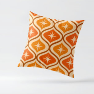 Mid Century Atomic Starbursts på Orange Ogee Kudde