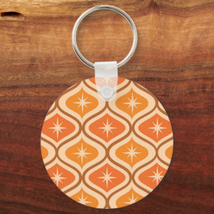 Mid Century Atomic Starbursts på Orange Ogee Nyckelring