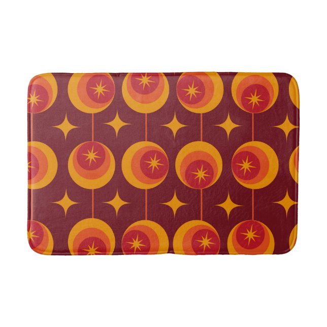 Mid Century Atomic Starbursts på Retro Cirklar Badrumsmatta (Framsidan)