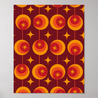 Mid Century Atomic Starbursts på Retro Cirklar Poster