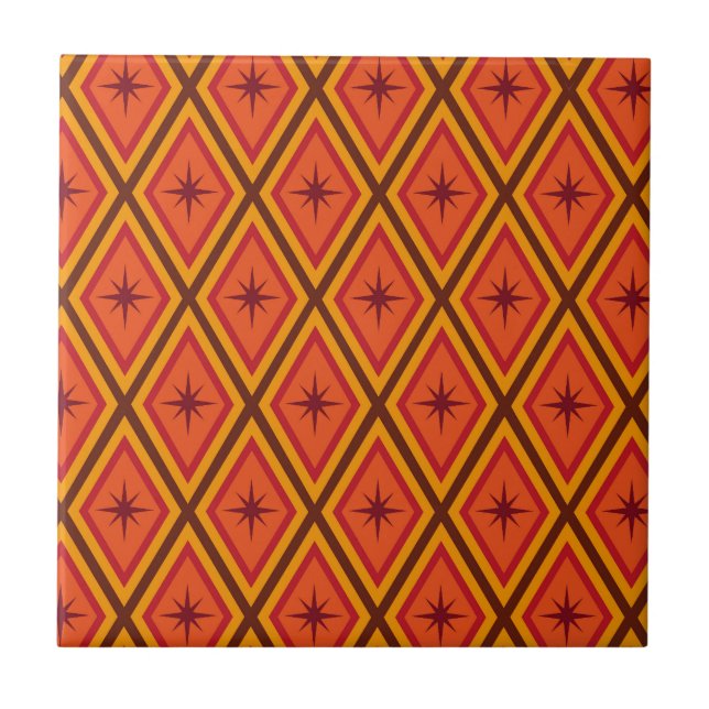 Mid Century Atomic Starbursts på retro-diamanter Kakelplatta (Framsidan)