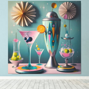 Mid Century Atomisk Futuristisk Cocktailtid Canvastryck