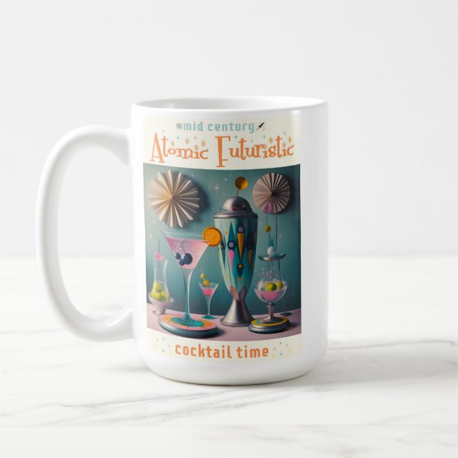 Mid Century Atomisk Futuristisk Cocktailtid Kaffemugg (Vänster)