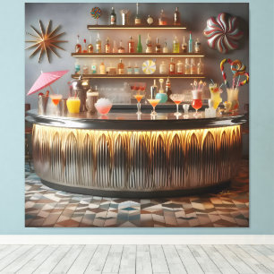 Mid Century Atomisk Futuristisk Partybar Canvastryck
