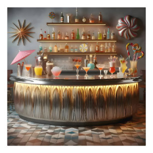 Mid Century Atomisk Futuristisk Partybar Fototryck