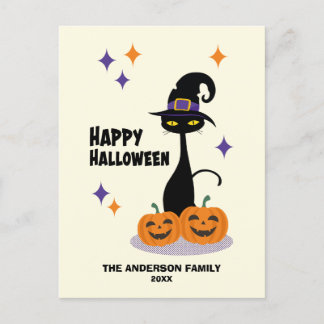 Mid-Century Atomisk Halloween Katt Helg Vykort