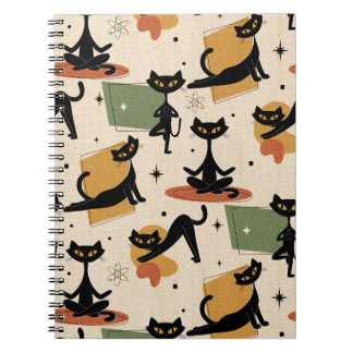 Mid-Century Atomisk Kattdesign | Retro Katt Anteckningsbok