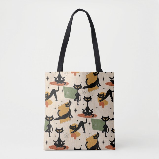 Mid-Century Atomisk Kattdesign | Retro Katt Tygkasse (Framsida)