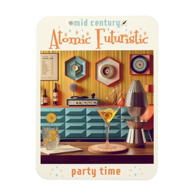 Mid Century Atomisk Retro Futuristisk Festrum Magnet (Vertikal)