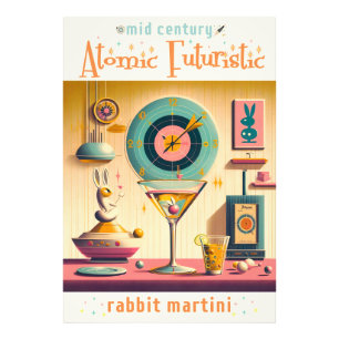 Mid Century Atomisk Retro Futuristisk Kanin Martin Fototryck