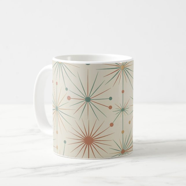 Mid Century Atomisk Stjärnexplosion Modern Retro Kaffemugg (Framsida vänster)