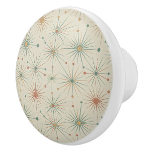 Mid Century  Atomisk Stjärnexplosion Modern Retro Knopp