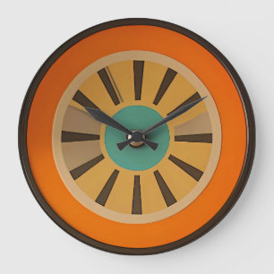 Mid Century Atomistisk Futuristisk Apelsinskiva Stor Klocka