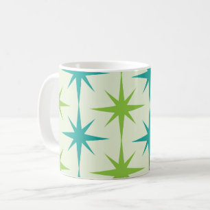 Mid Century Atomstjärnburkar Grön och Turkos Kaffemugg