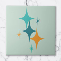 Mid Century Atomstjärnburst Turkos, Aqua, Orange