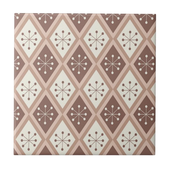 Mid Century Atomstjärnor på Mocha Mousse Diamanter Kakelplatta (Framsidan)