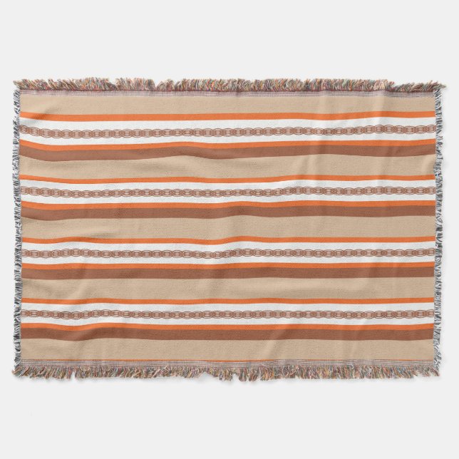 Mid Century awning rand - taupe and coral Mysfilt (Framsidan)
