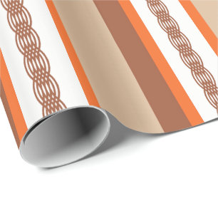 Mid Century awning rand - taupe and coral Presentpapper