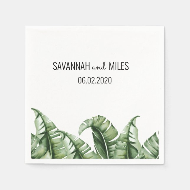 Mid Century Banana Löv Bröllop Cocktail Pappersservett (Framsidan)