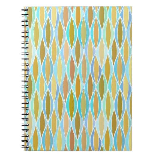 Mid-Century bandtryck - blues och neutrala Anteckningsbok (Framsidan)
