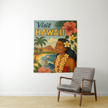 Mid Century Besök Hawaii Turism Konst