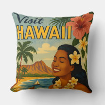 Mid Century Besök Hawaii Turism Konst