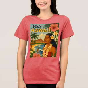 Mid Century Besök Hawaii Turism Konst T Shirt