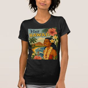 Mid Century Besök Hawaii Turism Konst T Shirt