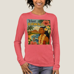 Mid Century Besök Hawaii Turism Konst T Shirt