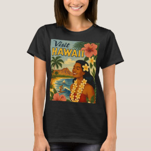 Mid Century Besök Hawaii Turism Konst T Shirt