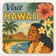 Mid Century Besök Hawaii Turism Konst