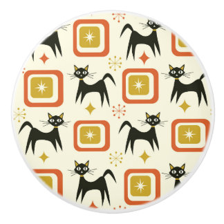 Mid Century Black Atomic Cats with Vintage squares Knopp