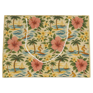 Mid Century Bleknad Hawaiiansk Tröja Print