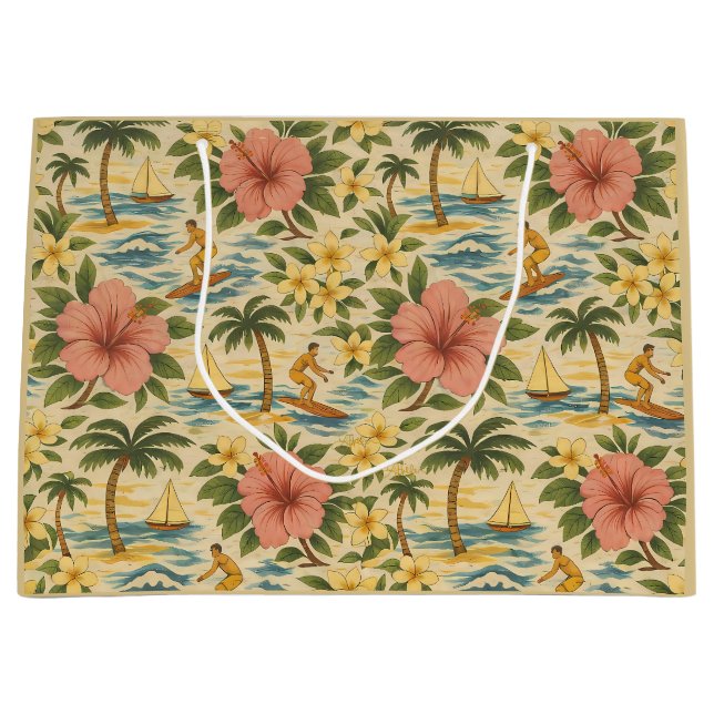 Mid Century Bleknad Hawaiiansk Tröja Print (Framsidan)